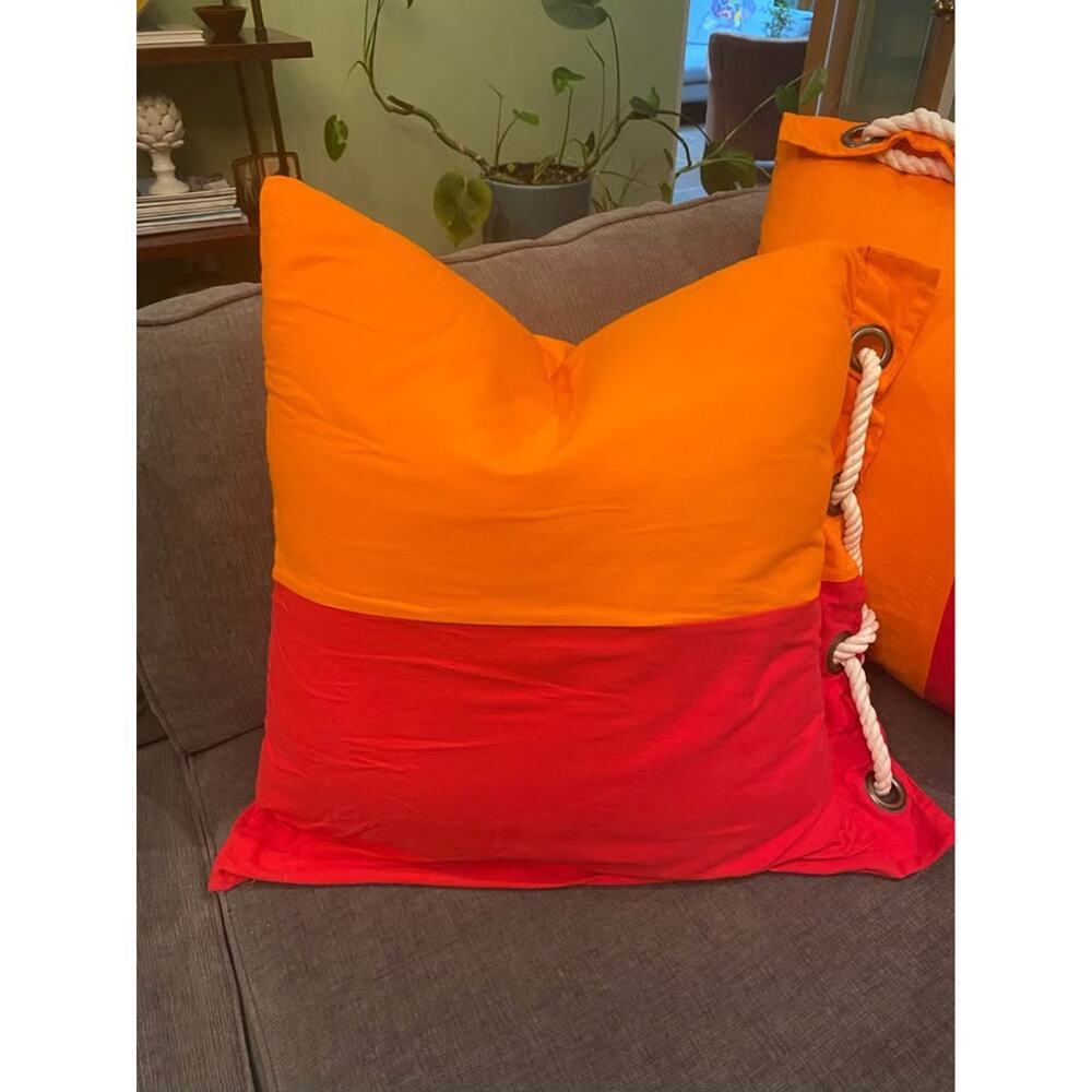 Pair of Orange and Red Throw Pillows